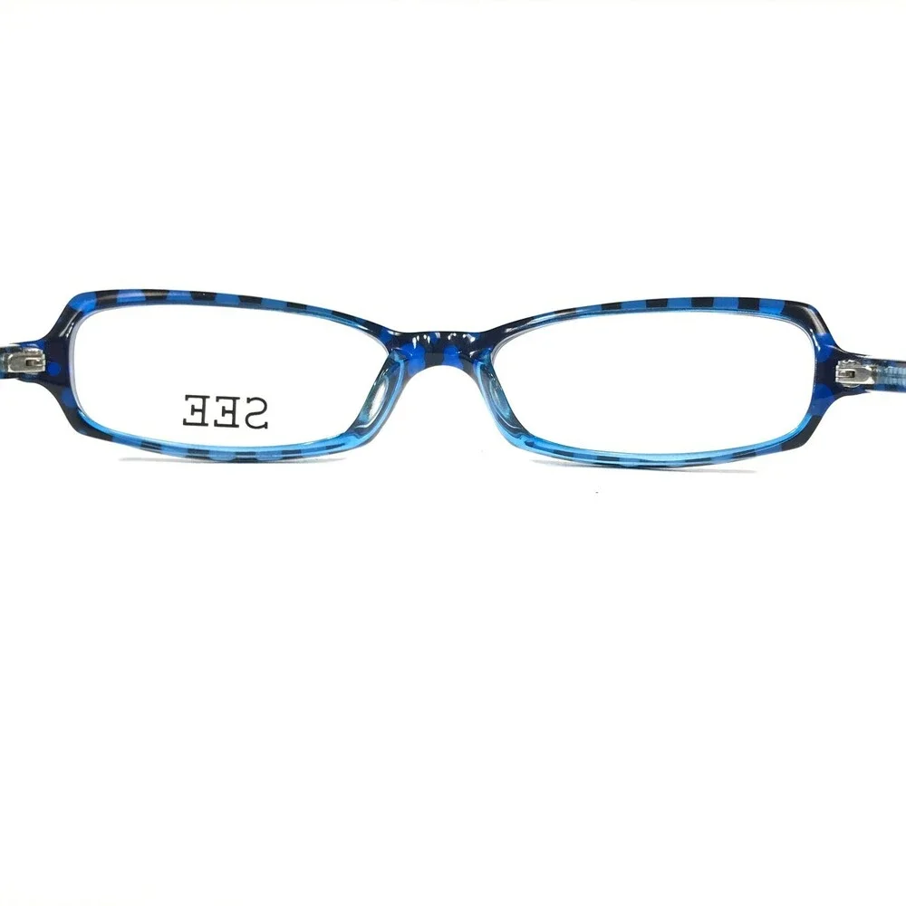 See Petite Eyeglasses Frames 5117 C.K2 Clear Blue Cat Eye Rectangular 49-15-140